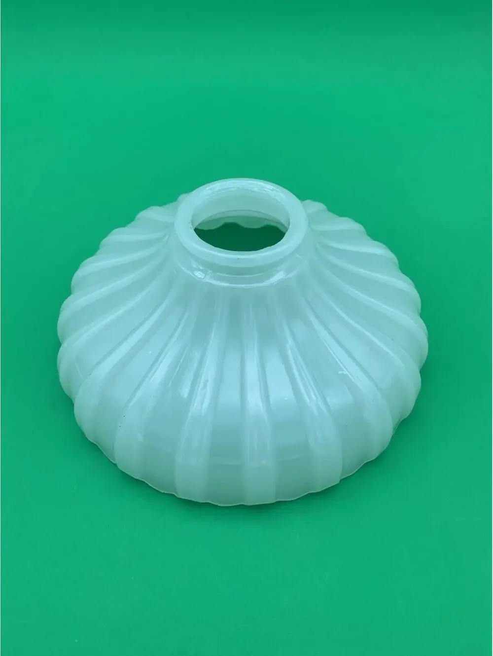 Vintage Milk Glass Ribbed Clam Broth Pattern Lamp or Light Fixture Shade - 7.25